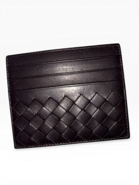 Bottega Veneta Intrecciato Leather Card Case Brown Wallet Authenticated